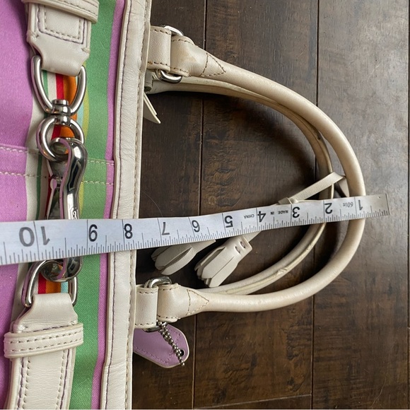 Coach Hampton Multi Colour Canvas striped Satchel - Picture 10 of 15
